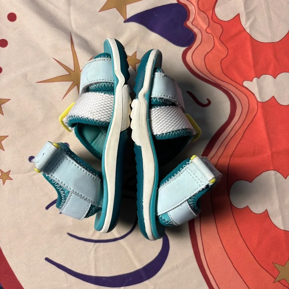 Plae Mimo Kids Sandals Teal Blue Yellow Water Friendly Outdoor Shoes Size 8
